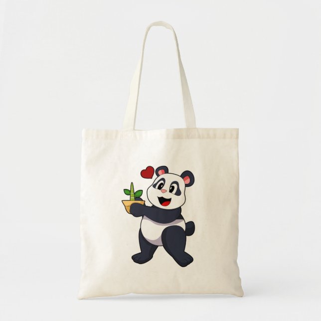 Panda with Bamboo Flower Tote Bag (Front)