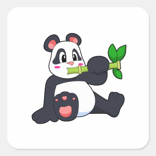 Panda with Bamboo Square Sticker (Front)