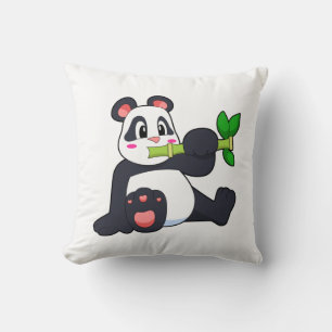 Panda with Bamboo Throw Pillow