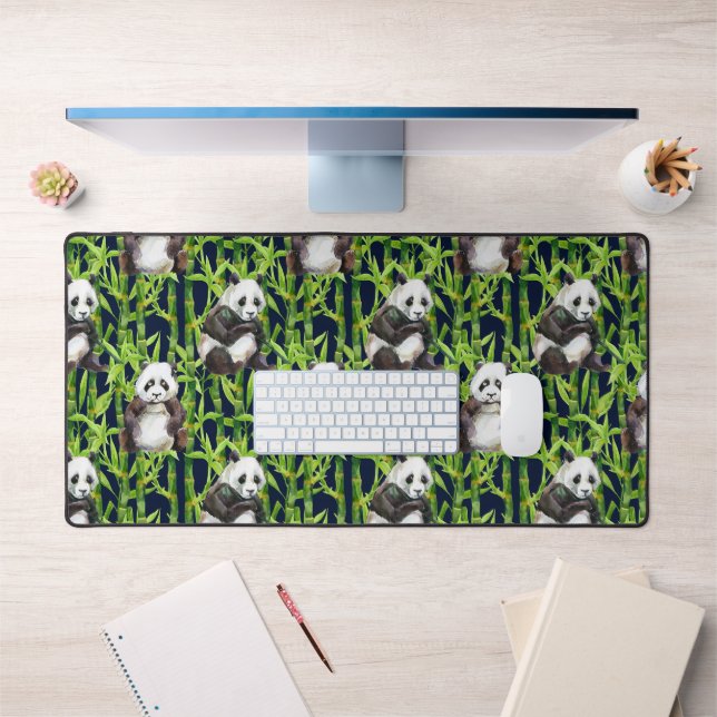 Panda with Bamboo Watercolor Pattern (Bureau 1)