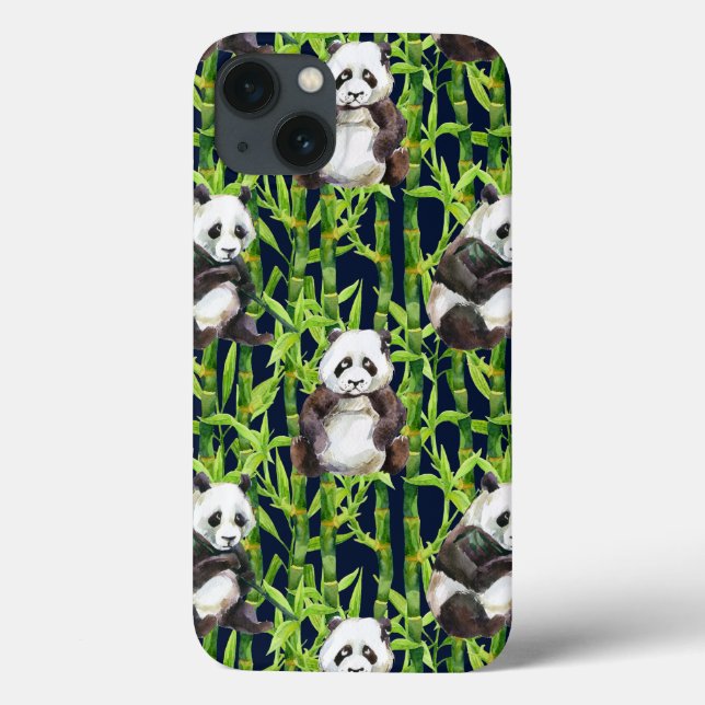 Panda With Bamboo Watercolor Pattern Case-Mate iPhone Case (Back)