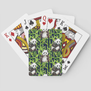 Panda With Bamboo Watercolor Pattern Playing Cards