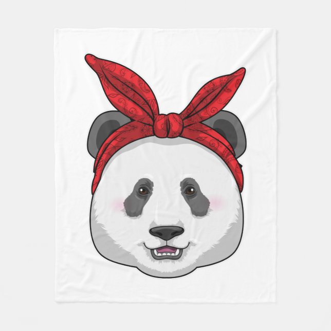 Panda with Bandana Fleece Blanket (Front)