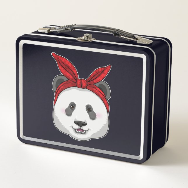 Panda with Bandana Metal Lunch Box (Front)