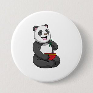 Panda with Bowl Ramen 3 Inch Round Button