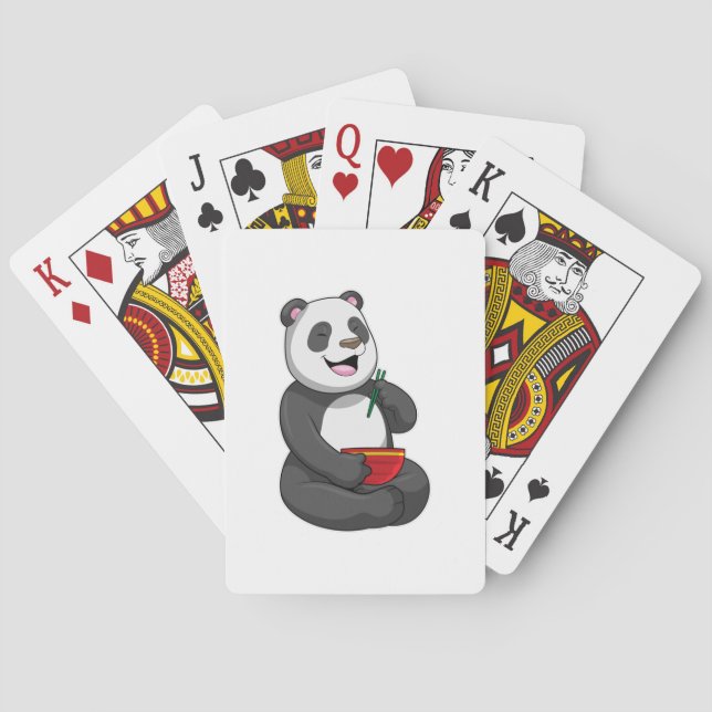 Panda with Bowl Ramen Playing Cards (Back)