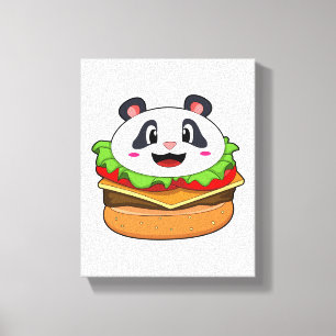 Panda with Burger Canvas Print