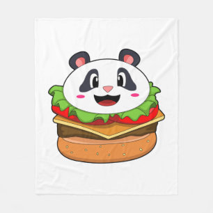 Panda with Burger Fleece Blanket