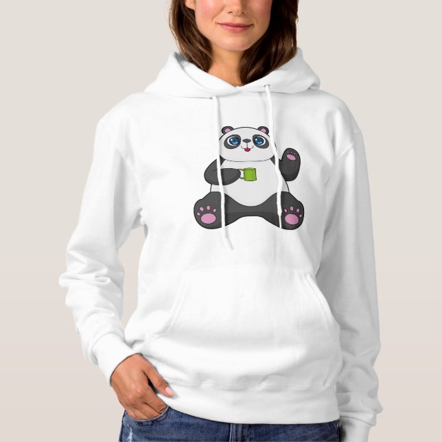 Panda with Coffee mug Hoodie (Front)