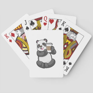 Panda with Coffee to go Playing Cards