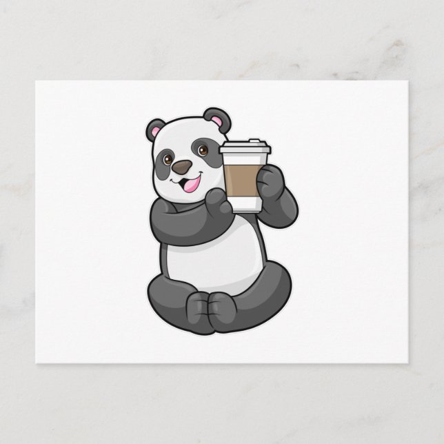 Panda with Coffee to go Postcard (Front)