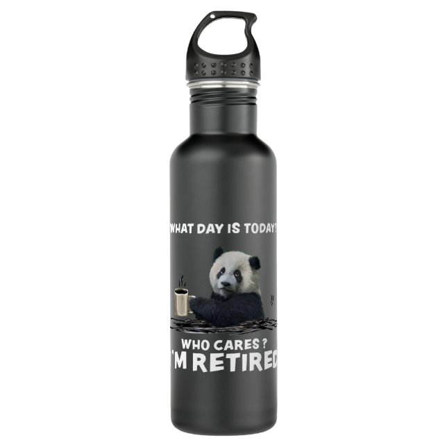 Panda With Coffee What Day Is Today Who Cares Gift 710 Ml Water Bottle (Front)