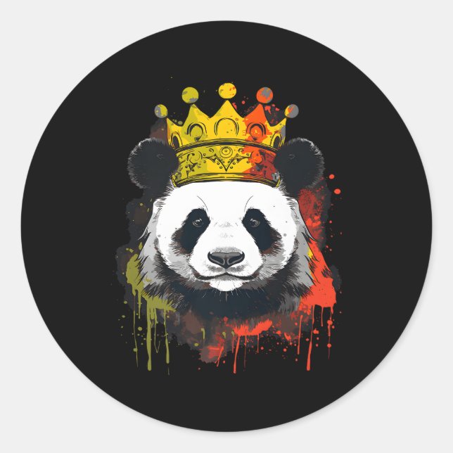 Panda With Crown Classic Round Sticker (Front)