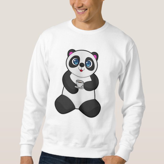 Panda with Cup of Coffee Sweatshirt (Front)