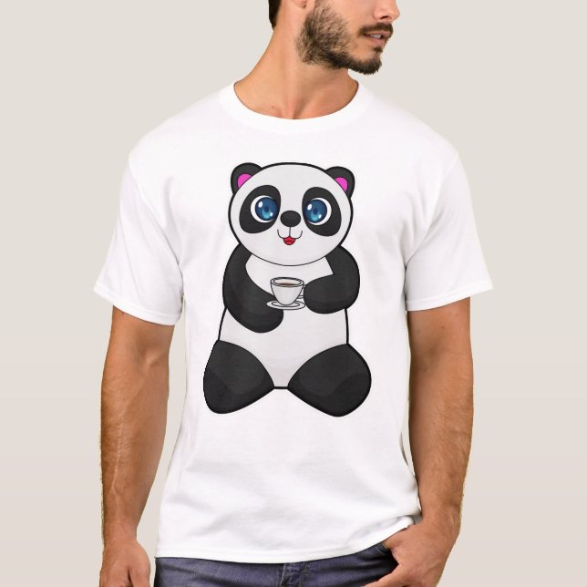 Panda with Cup of Coffee T-Shirt (Front)
