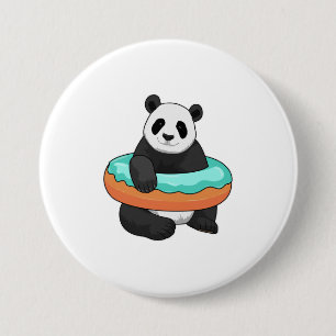 Panda with Doughnut 3 Inch Round Button