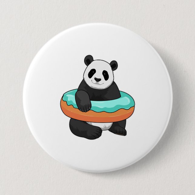 Panda with Doughnut 3 Inch Round Button (Front)