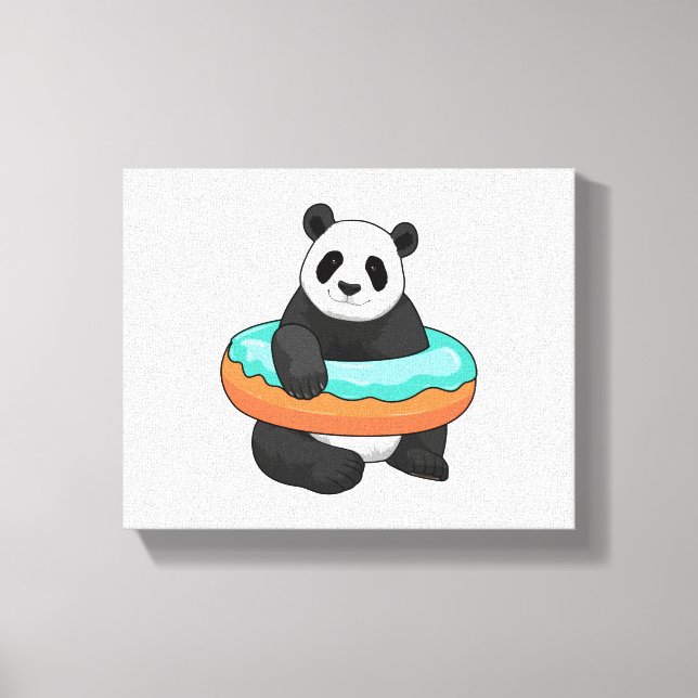 Panda with Doughnut Canvas Print (Front)