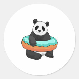 Panda with Doughnut Classic Round Sticker