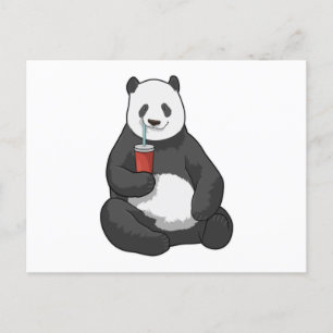 Panda with Drink Postcard