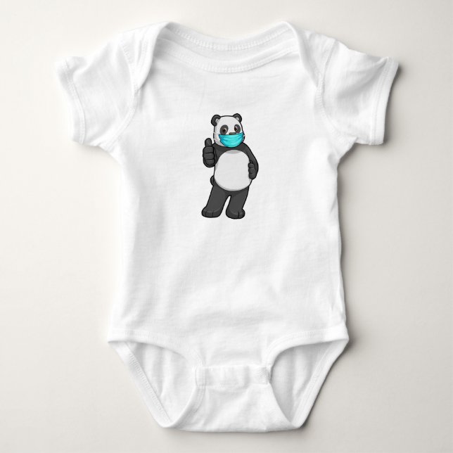 Panda with Face mask Baby Bodysuit (Front)