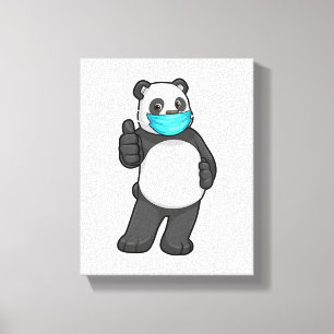 Panda with Face mask Canvas Print