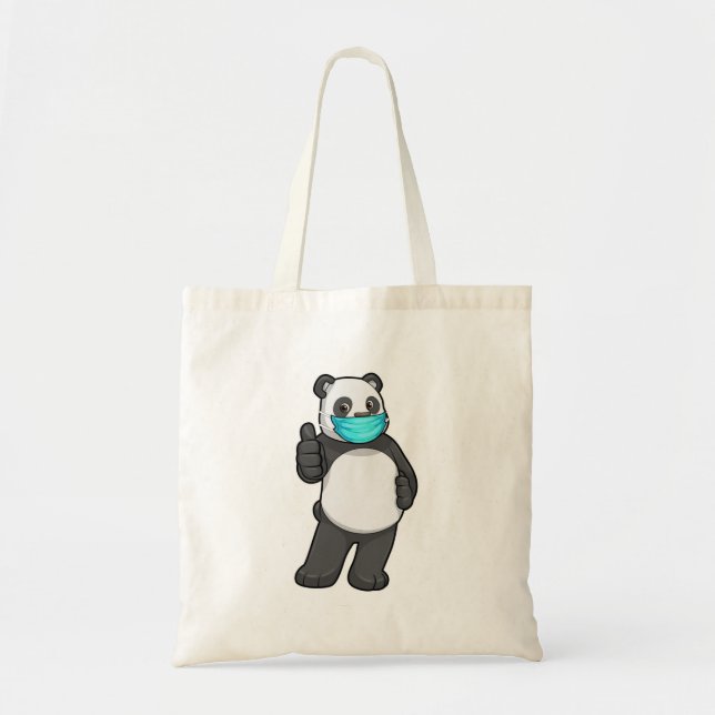 Panda with Face mask Tote Bag (Front)