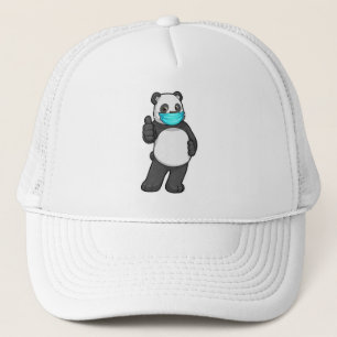 Panda with Face mask Trucker Hat