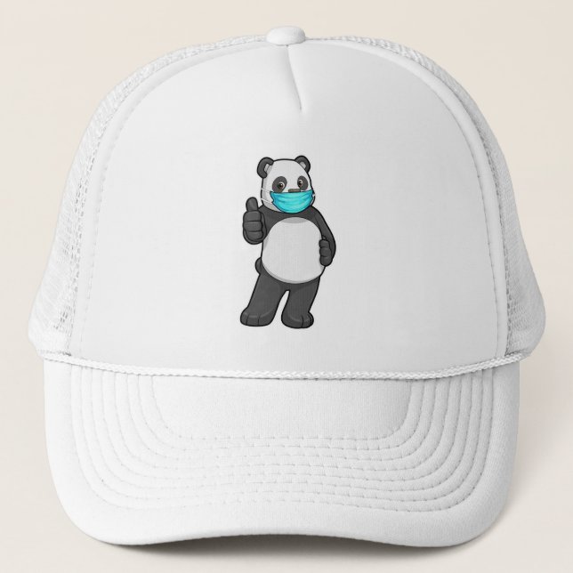 Panda with Face mask Trucker Hat (Front)