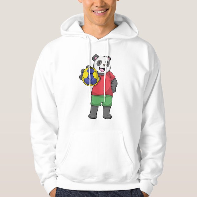 Panda with Handball Sports Hoodie (Front)