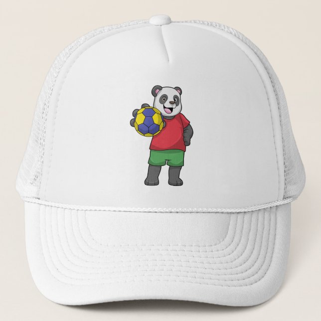 Panda with Handball Sports Trucker Hat (Front)