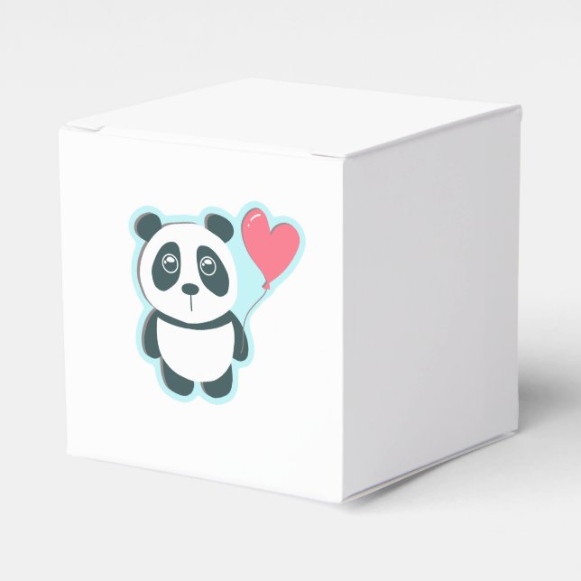 Panda with Heart Balloon Favor Box (Front Side)