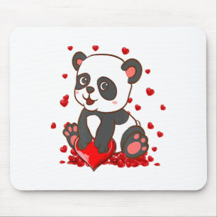 Panda With Hearts Valentines Day Women And Girls  Mouse Pad