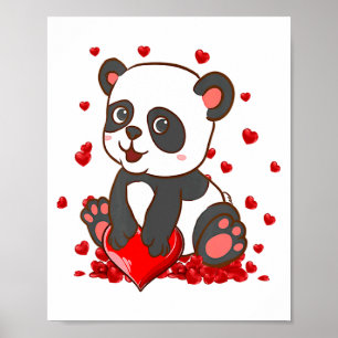 Panda With Hearts Valentines Day Women And Girls  Poster