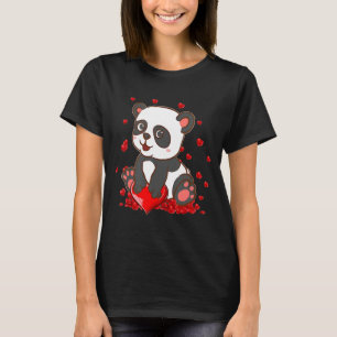 Panda With Hearts Valentines Day Women And Girls T-Shirt