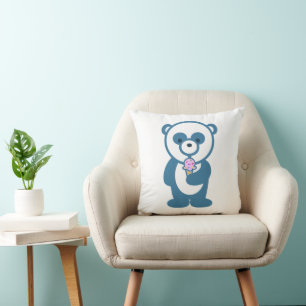Panda With Ice Cream Throw Pillow