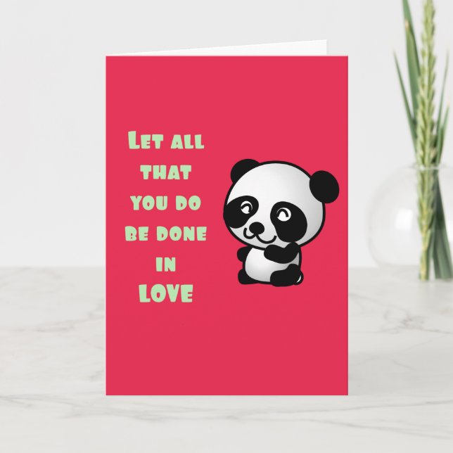 Panda with Inspirational Love Quote Card (Front)