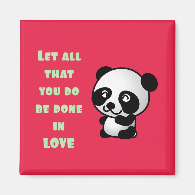 Panda with Inspirational Love Quote Magnet (Front)