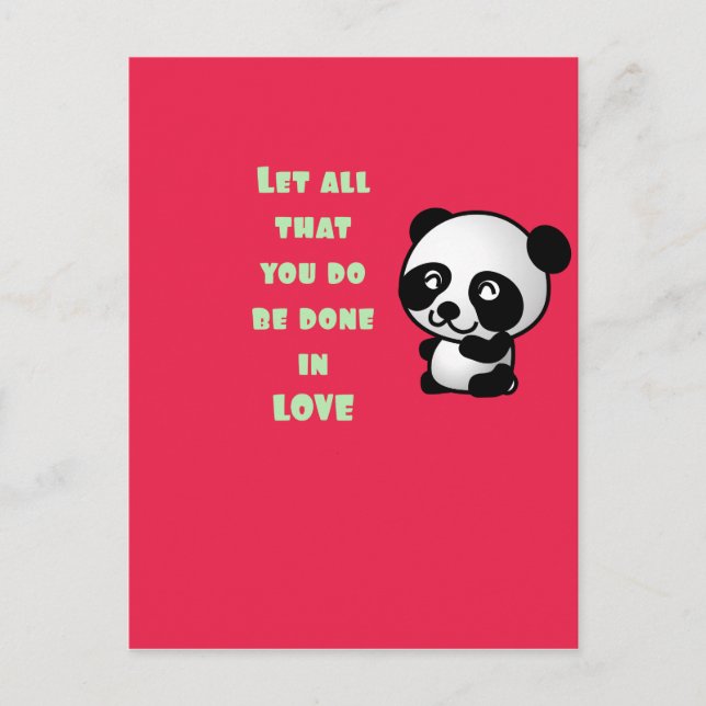 Panda with Inspirational Quote Postcard (Front)
