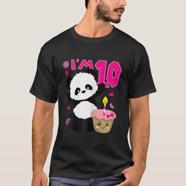 Panda With Kawaii Cake 10 Py T-Shirt (Front)
