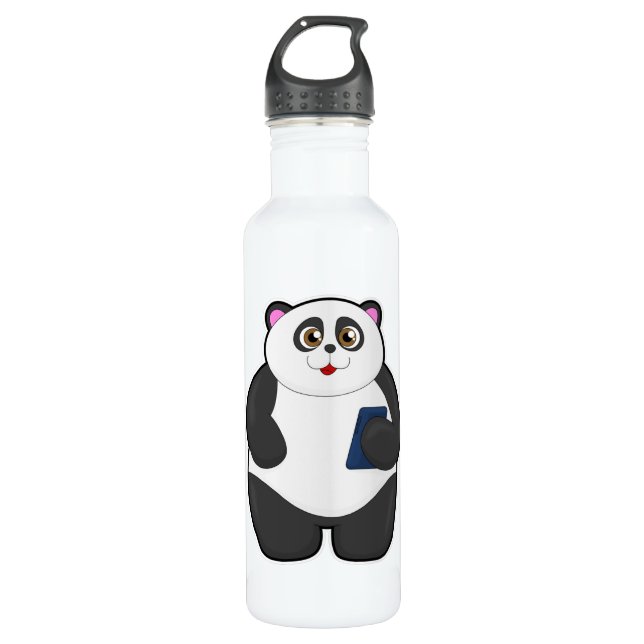 Panda with Mobile phone 710 Ml Water Bottle (Front)