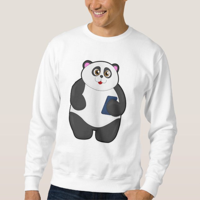 Panda with Mobile phone Sweatshirt (Front)