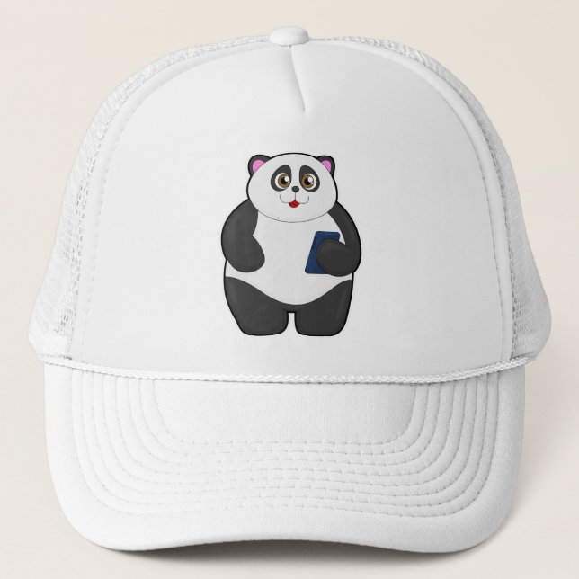 Panda with Mobile phone Trucker Hat (Front)