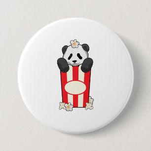 Panda with Popcorn 3 Inch Round Button