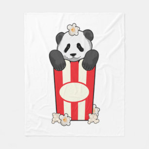 Panda with Popcorn Fleece Blanket