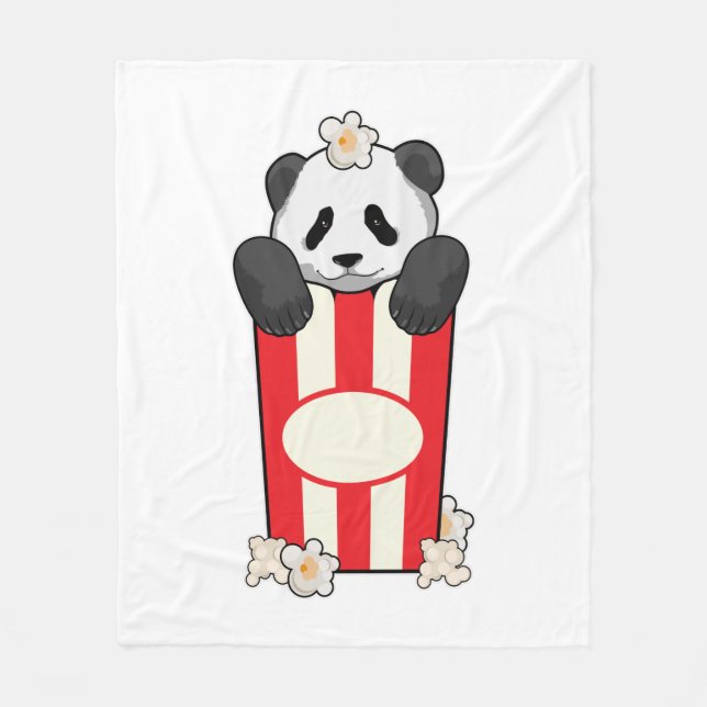 Panda with Popcorn Fleece Blanket (Front)