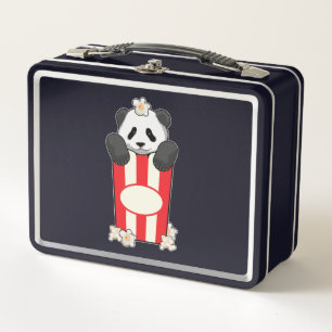 Panda with Popcorn Metal Lunch Box