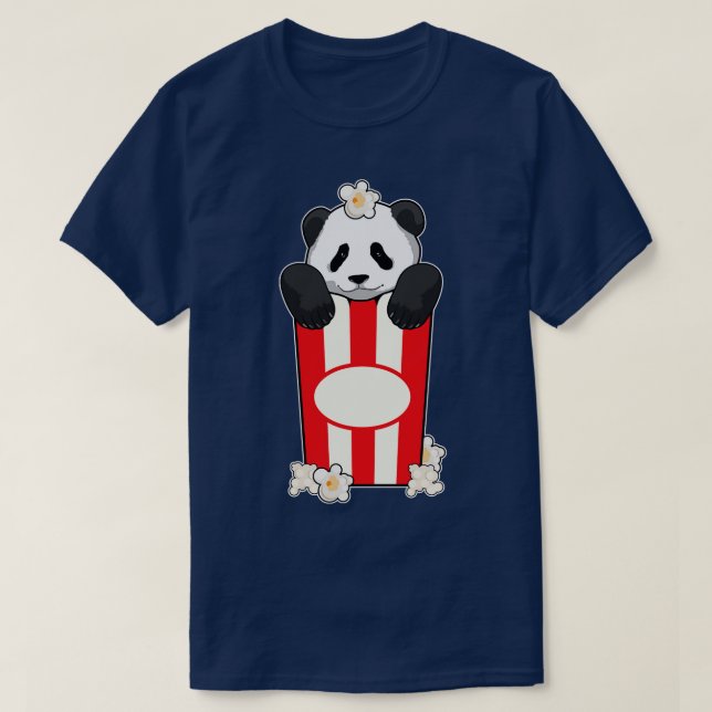 Panda with Popcorn T-Shirt (Design Front)
