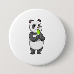 Panda with Popsicle 3 Inch Round Button
