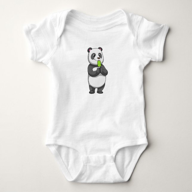 Panda with Popsicle Baby Bodysuit (Front)